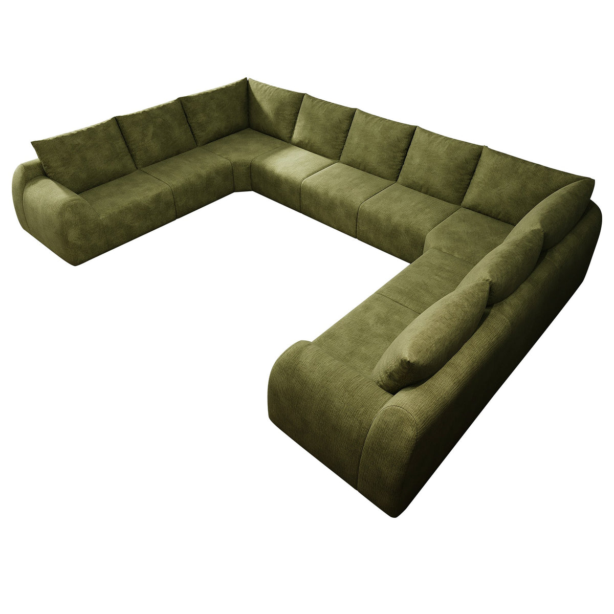 Chenille Boneless Couch — 5/6/7/9-Seat — Dark Green / 9-Seat