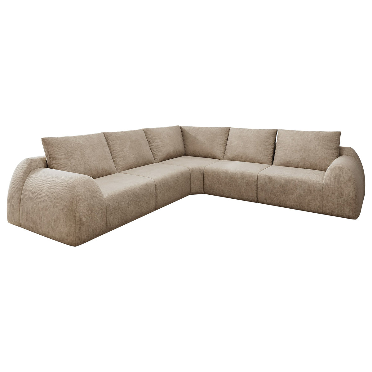Chenille Boneless Couch — 5/6/7/9-Seat — Khaki / 5-Seat