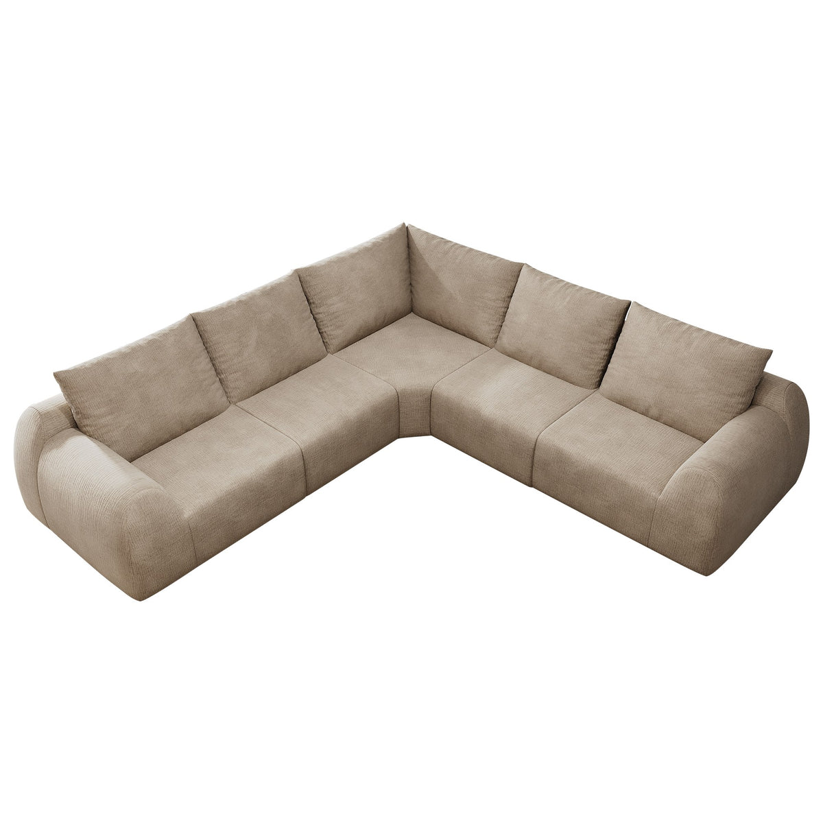 Chenille Boneless Couch — 5/6/7/9-Seat — Khaki / 5-Seat