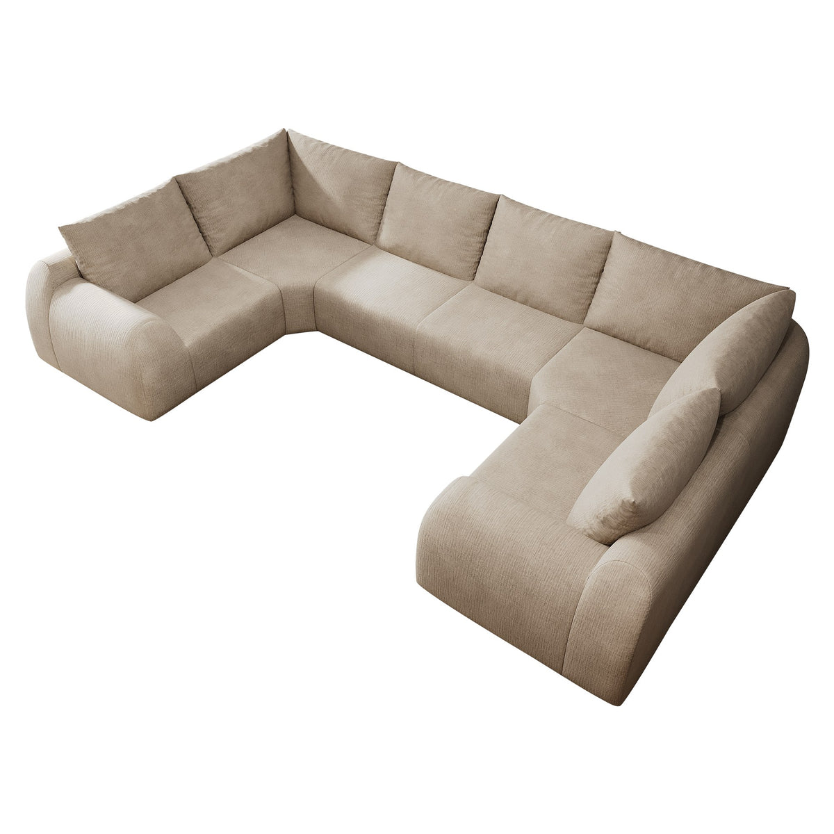 Chenille Boneless Couch — 5/6/7/9-Seat — Khaki / 6-Seat
