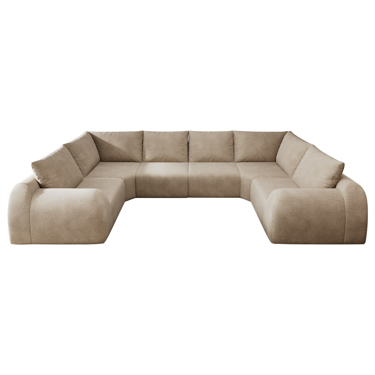 Chenille Boneless Couch — 5/6/7/9-Seat — Khaki / 6-Seat