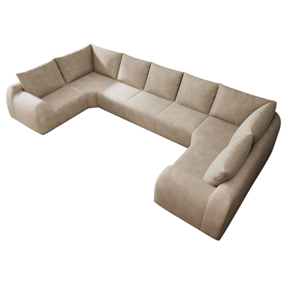 Chenille Boneless Couch — 5/6/7/9-Seat — Khaki / 7-Seat