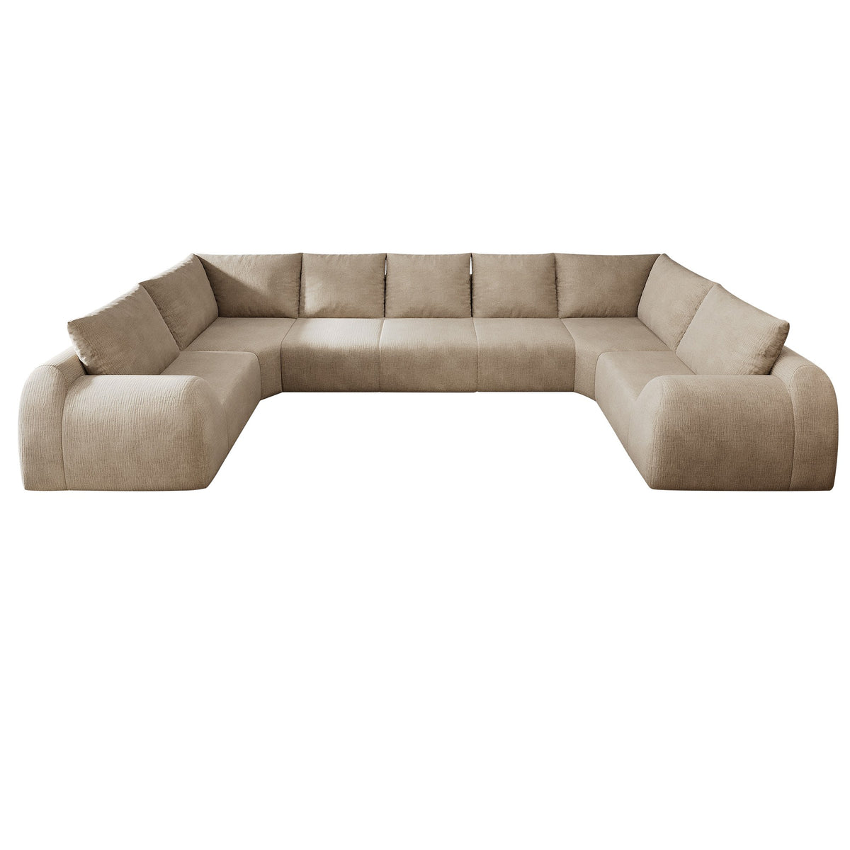 Chenille Boneless Couch — 5/6/7/9-Seat — Khaki / 7-Seat