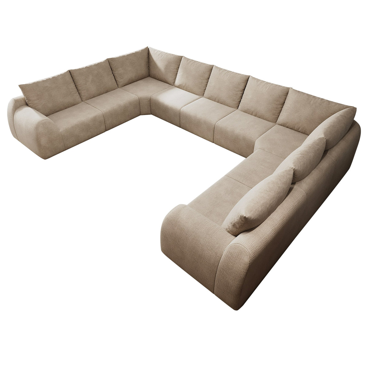 Chenille Boneless Couch — 5/6/7/9-Seat — Khaki / 9-Seat