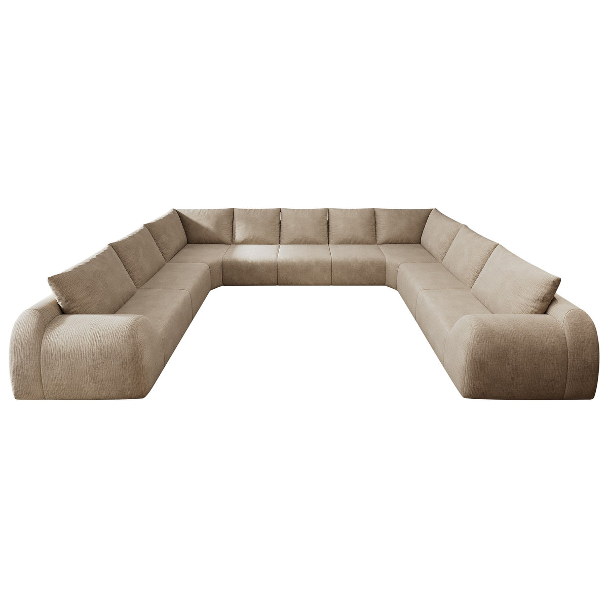 Chenille Boneless Couch — 5/6/7/9-Seat — Khaki / 9-Seat