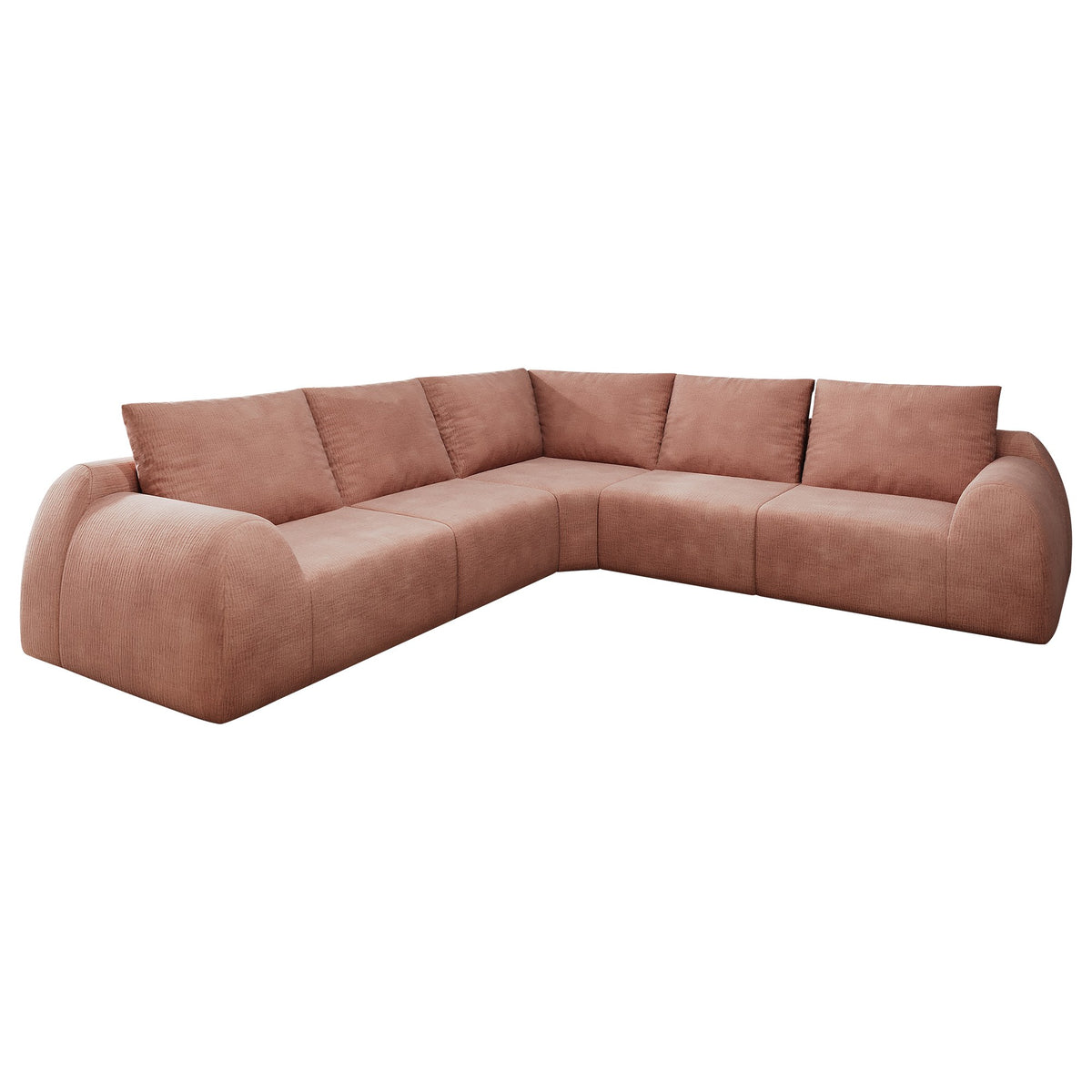 Chenille Boneless Couch — 5/6/7/9-Seat — Pink / 5-Seat
