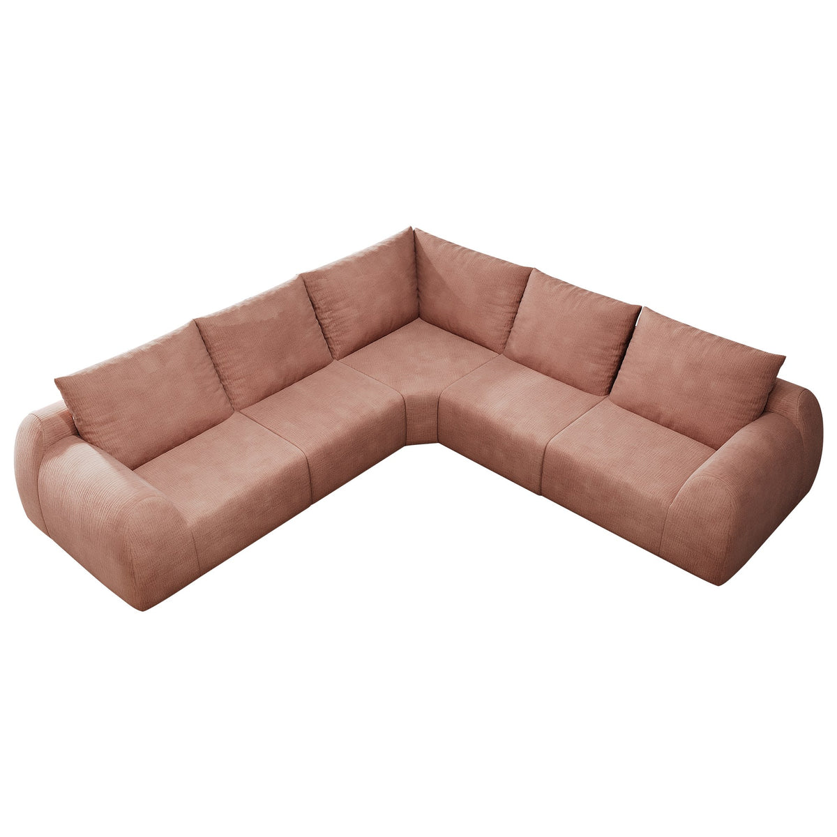 Chenille Boneless Couch — 5/6/7/9-Seat — Pink / 5-Seat