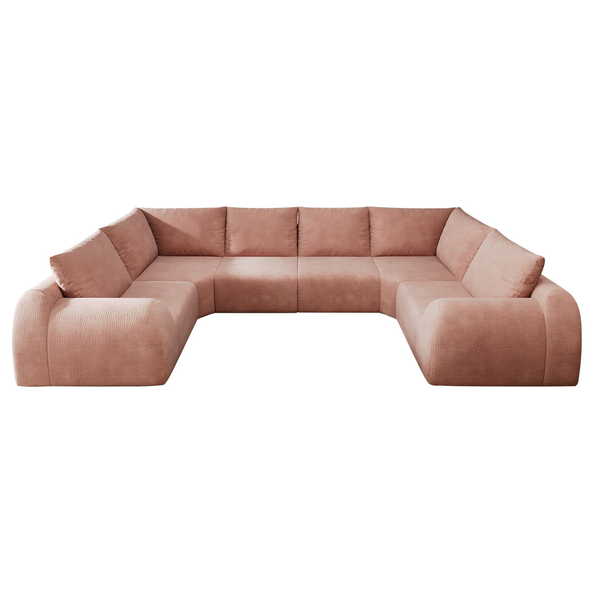 Chenille Boneless Couch — 5/6/7/9-Seat — Pink / 6-Seat