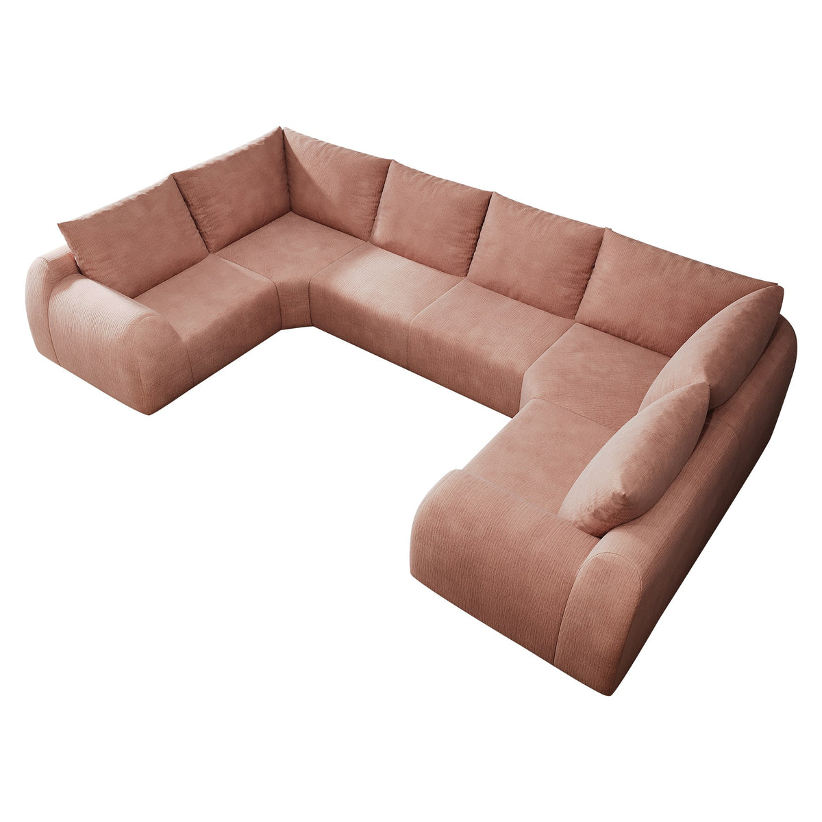 Chenille Boneless Couch — 5/6/7/9-Seat — Pink / 6-Seat