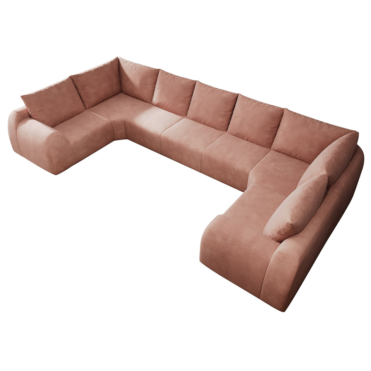 Chenille Boneless Couch — 5/6/7/9-Seat — Pink / 7-Seat