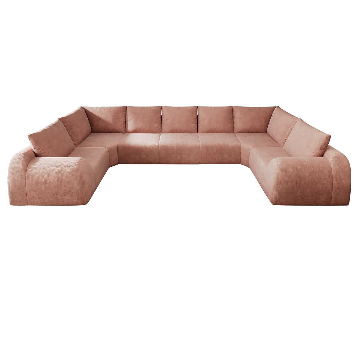 Chenille Boneless Couch — 5/6/7/9-Seat — Pink / 7-Seat