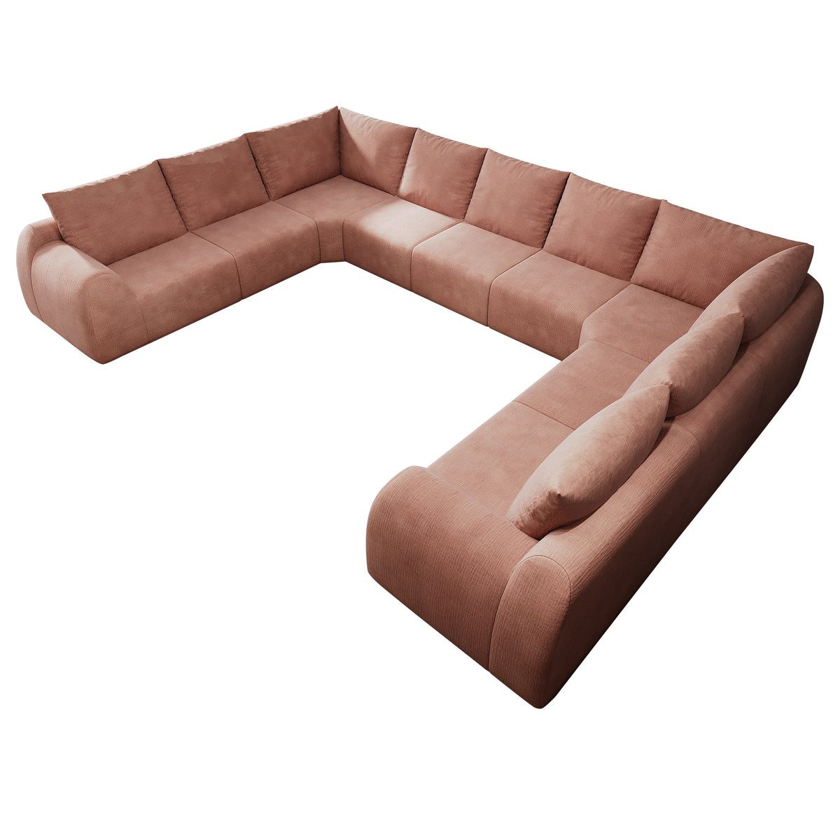 Chenille Boneless Couch — 5/6/7/9-Seat — Pink / 9-Seat