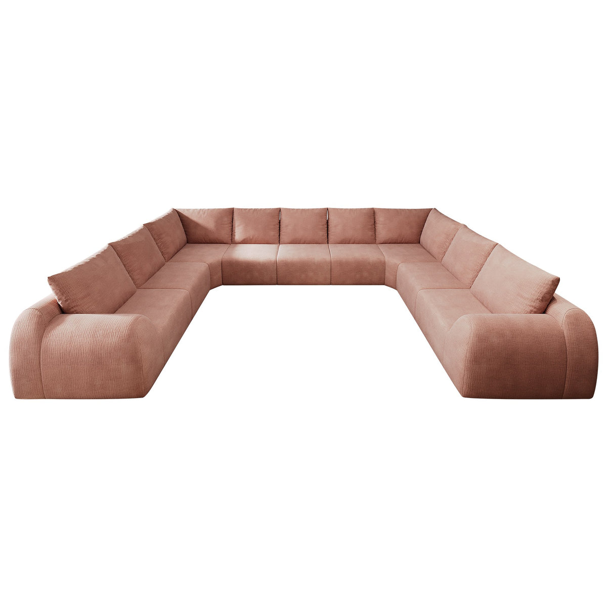 Chenille Boneless Couch — 5/6/7/9-Seat — Pink / 9-Seat