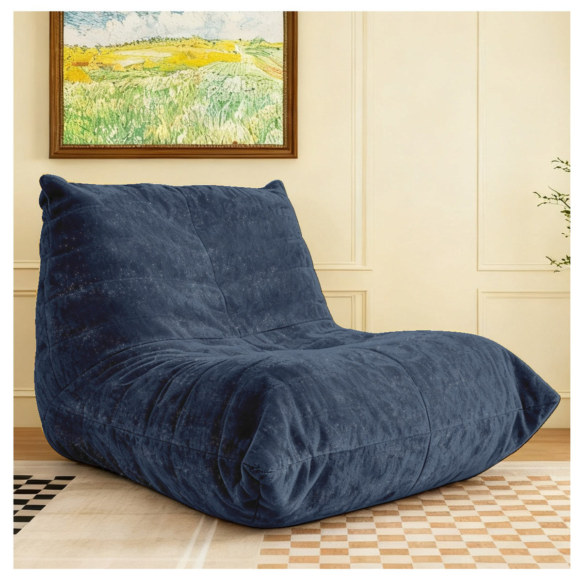 Chenille Boneless Lounge Chair — 1-Seat — Blue
