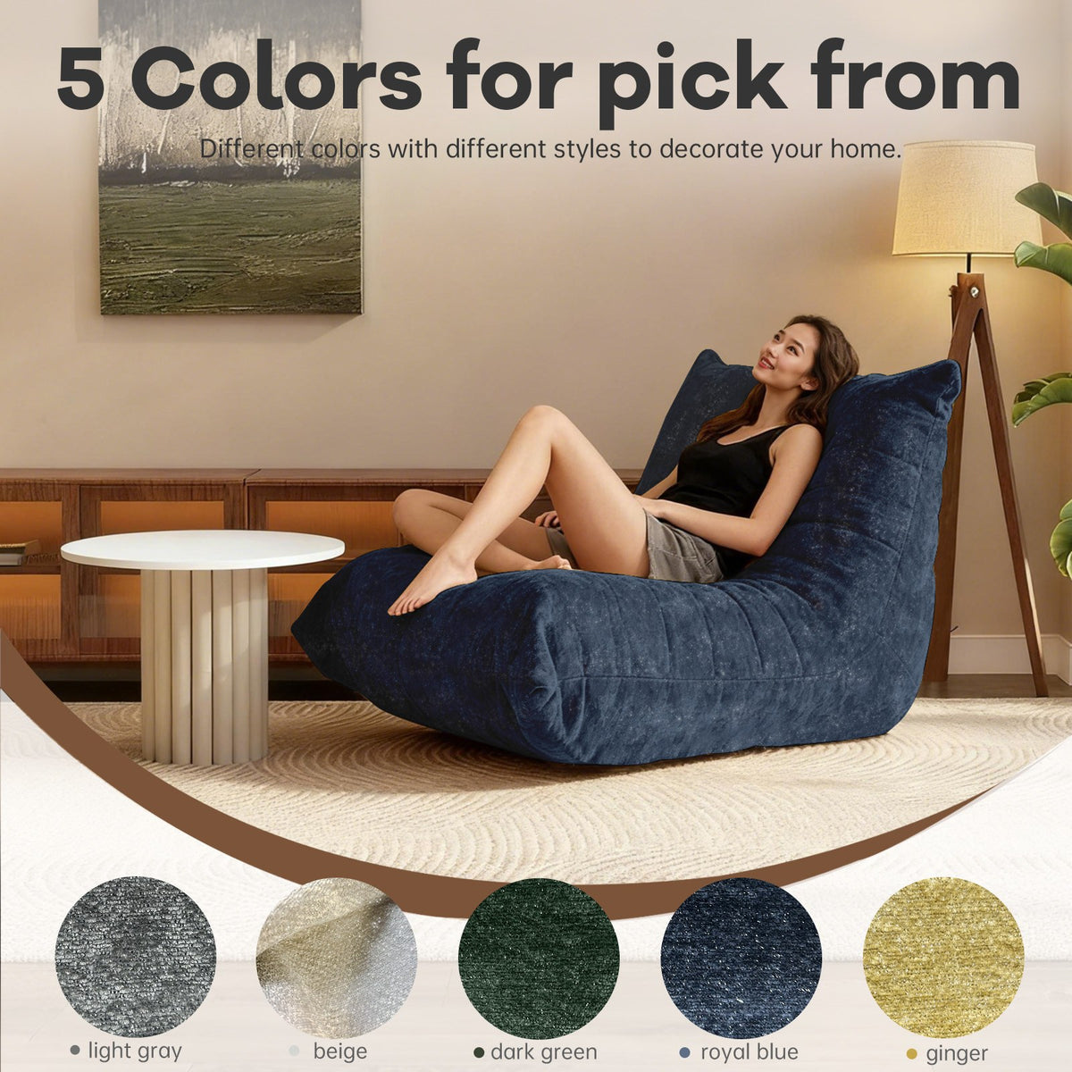 Chenille Boneless Lounge Chair — 1-Seat — Blue