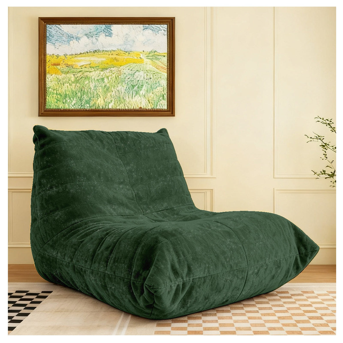 Chenille Boneless Lounge Chair — 1-Seat — Green