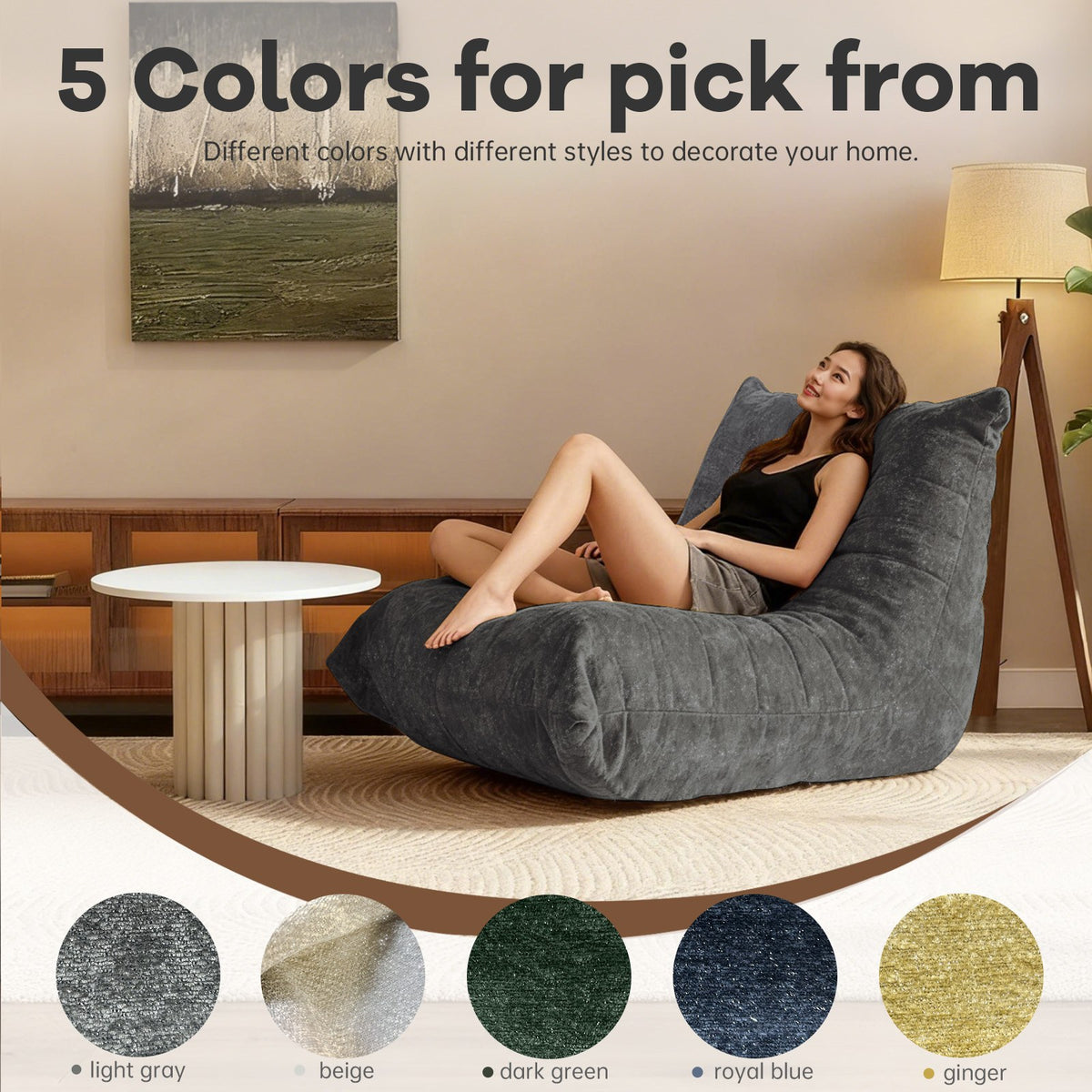 Chenille Boneless Lounge Chair — 1-Seat — Warm Grey