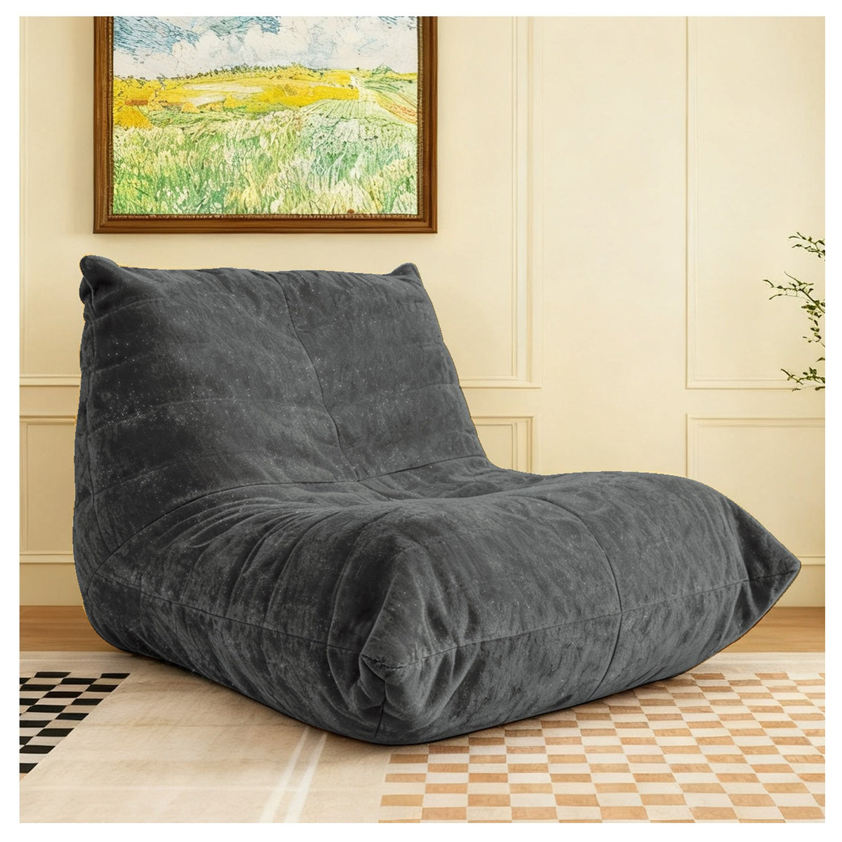 Chenille Boneless Lounge Chair — 1-Seat — Warm Grey