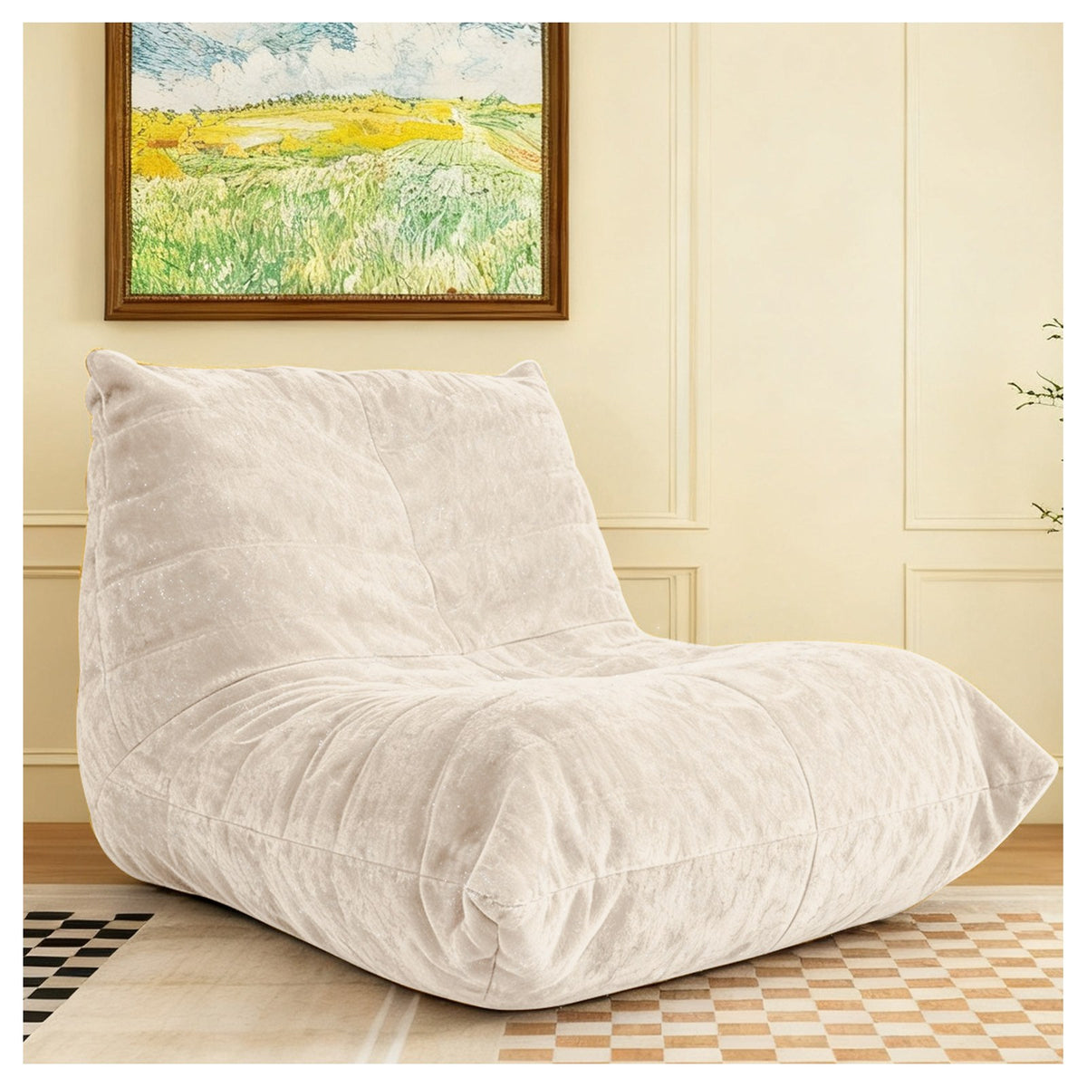 Chenille Boneless Lounge Chair — 1-Seat — White