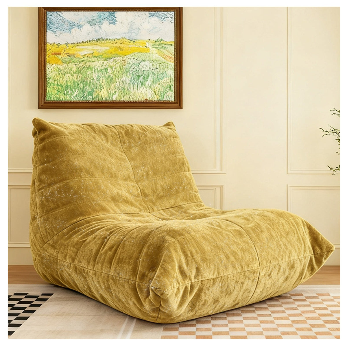 Chenille Boneless Lounge Chair — 1-Seat — Yellow