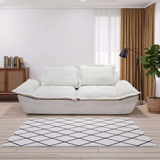 Chenille Boneless Loveseat — 2-Seat, 90"W — Cream White