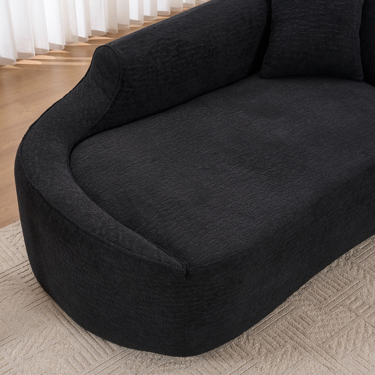 Chenille Boneless Loveseat — 2-Seat — Black