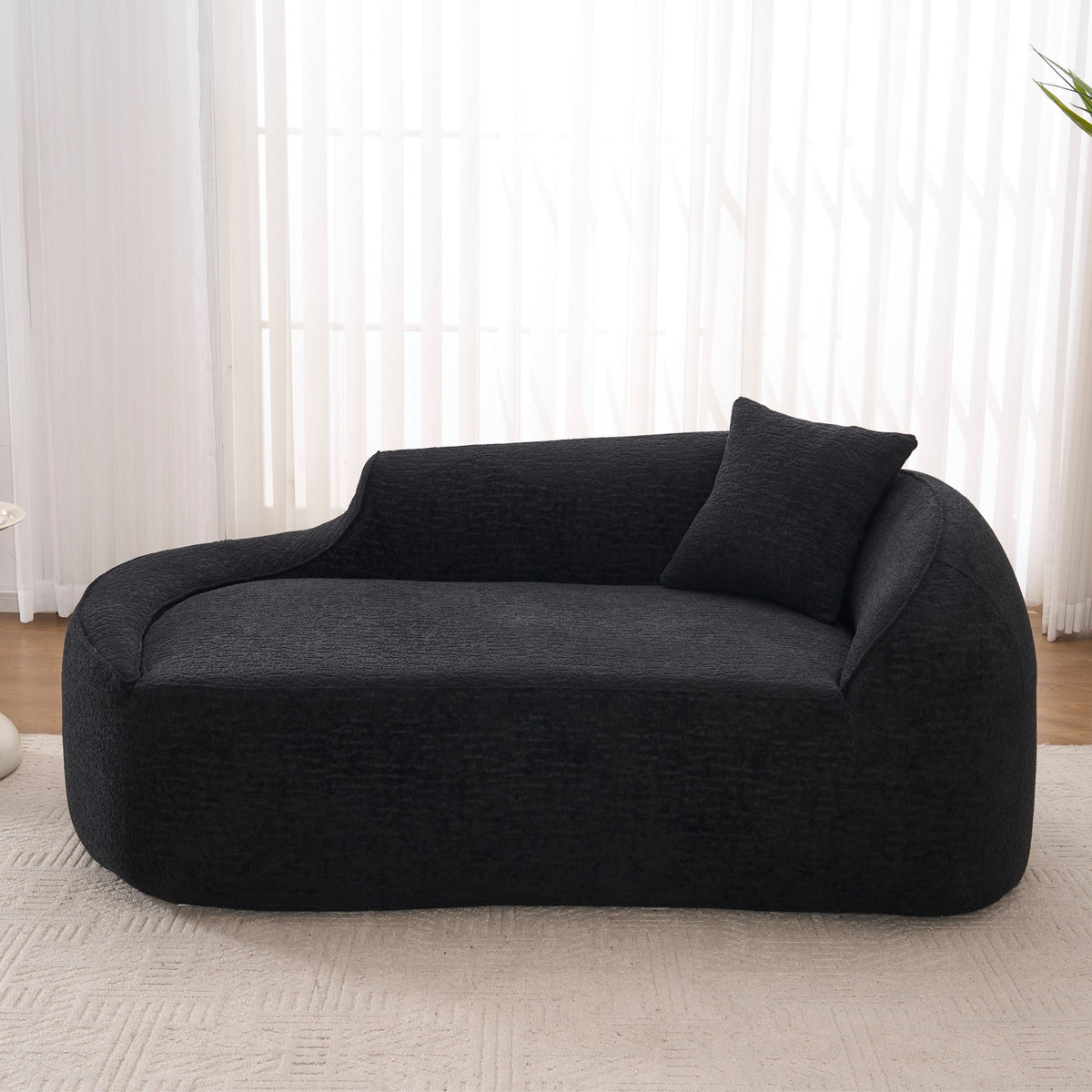 Chenille Boneless Loveseat — 2-Seat — Black