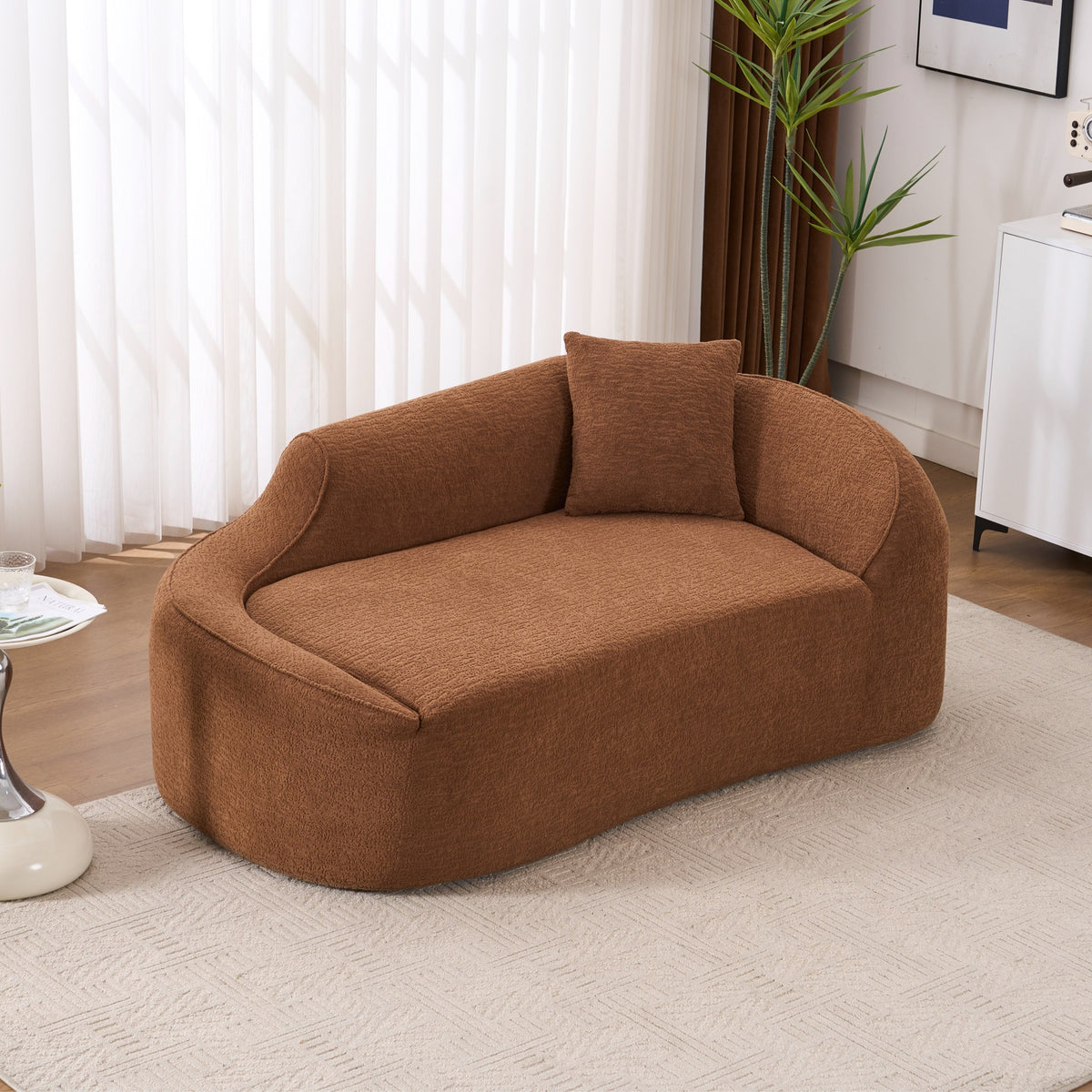 Chenille Boneless Loveseat — 2-Seat — Caramel