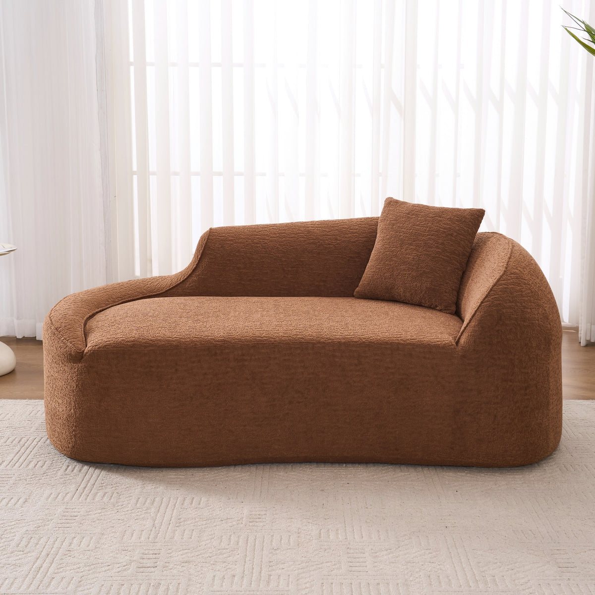 Chenille Boneless Loveseat — 2-Seat — Caramel