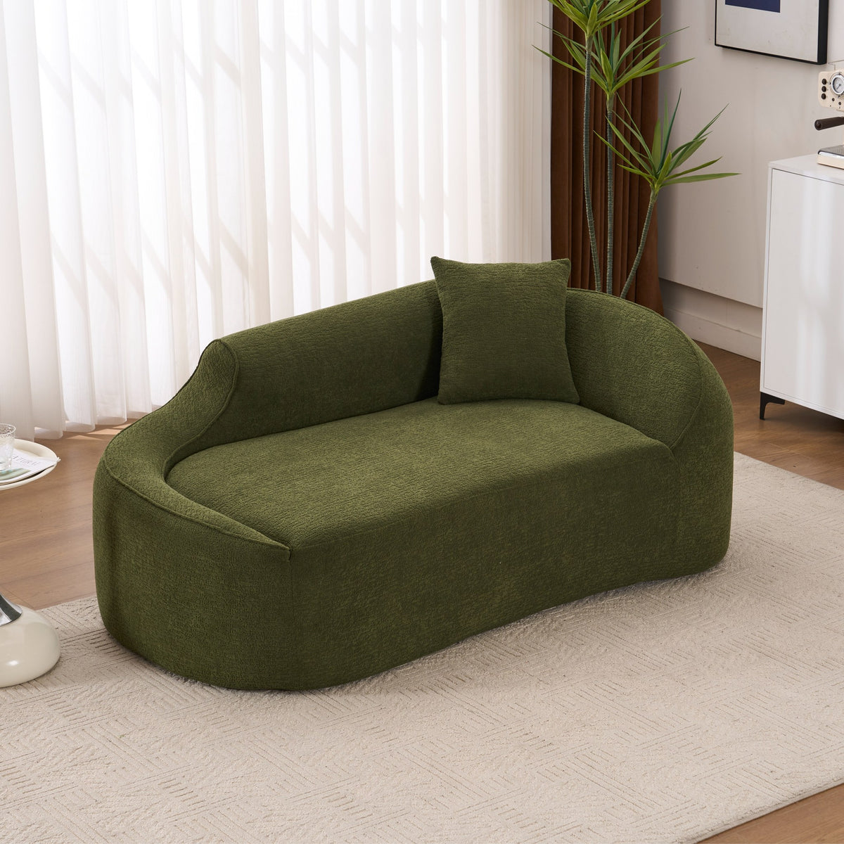 Chenille Boneless Loveseat — 2-Seat — Green