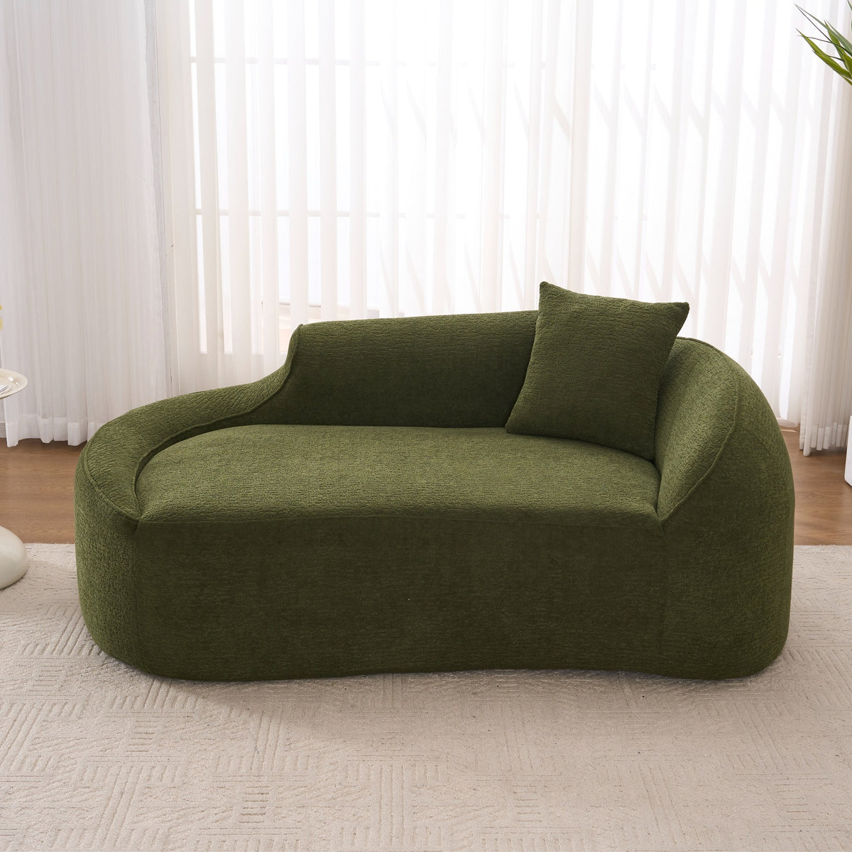 Chenille Boneless Loveseat — 2-Seat — Green