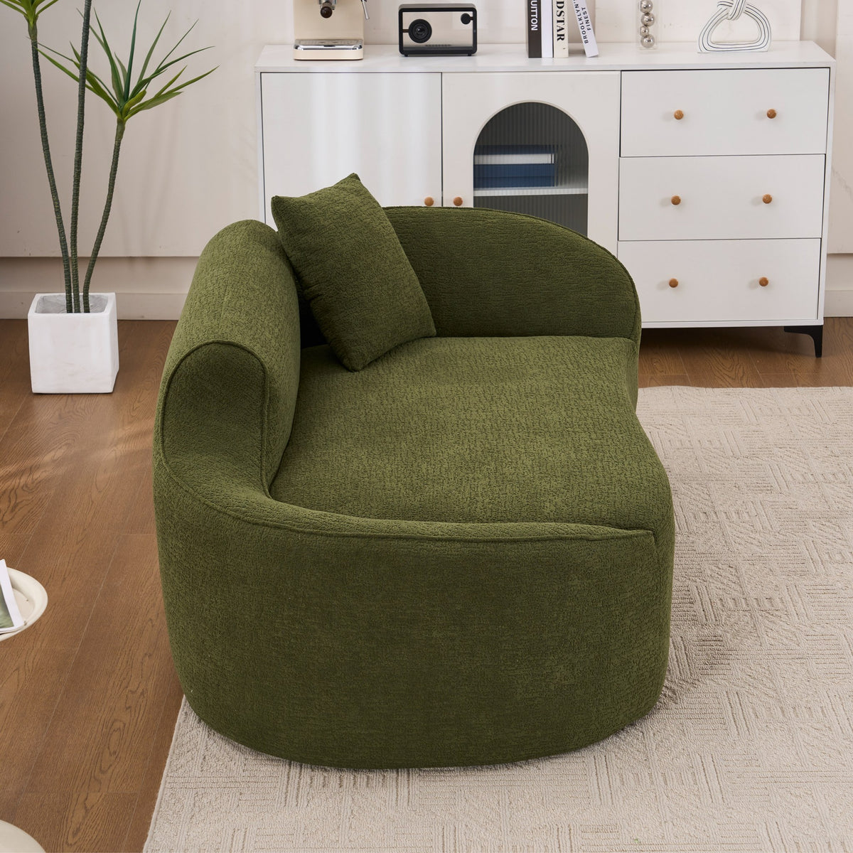 Chenille Boneless Loveseat — 2-Seat — Green