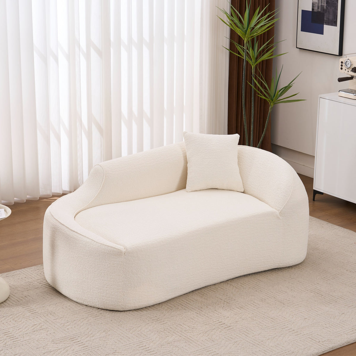 Chenille Boneless Loveseat — 2-Seat — Milk White