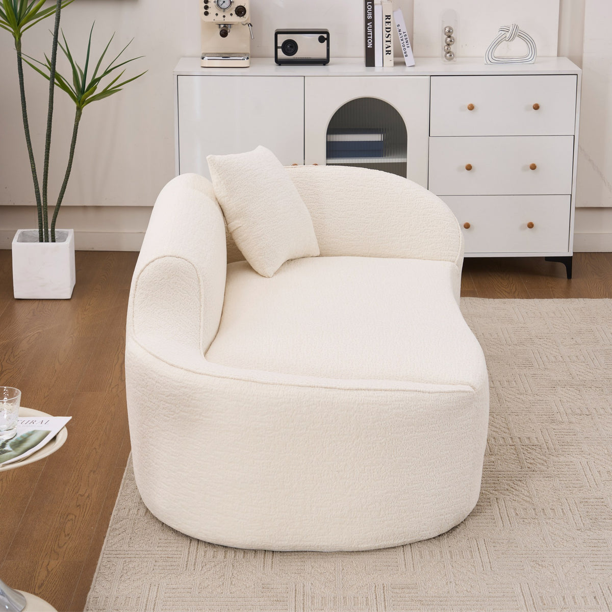 Chenille Boneless Loveseat — 2-Seat — Milk White