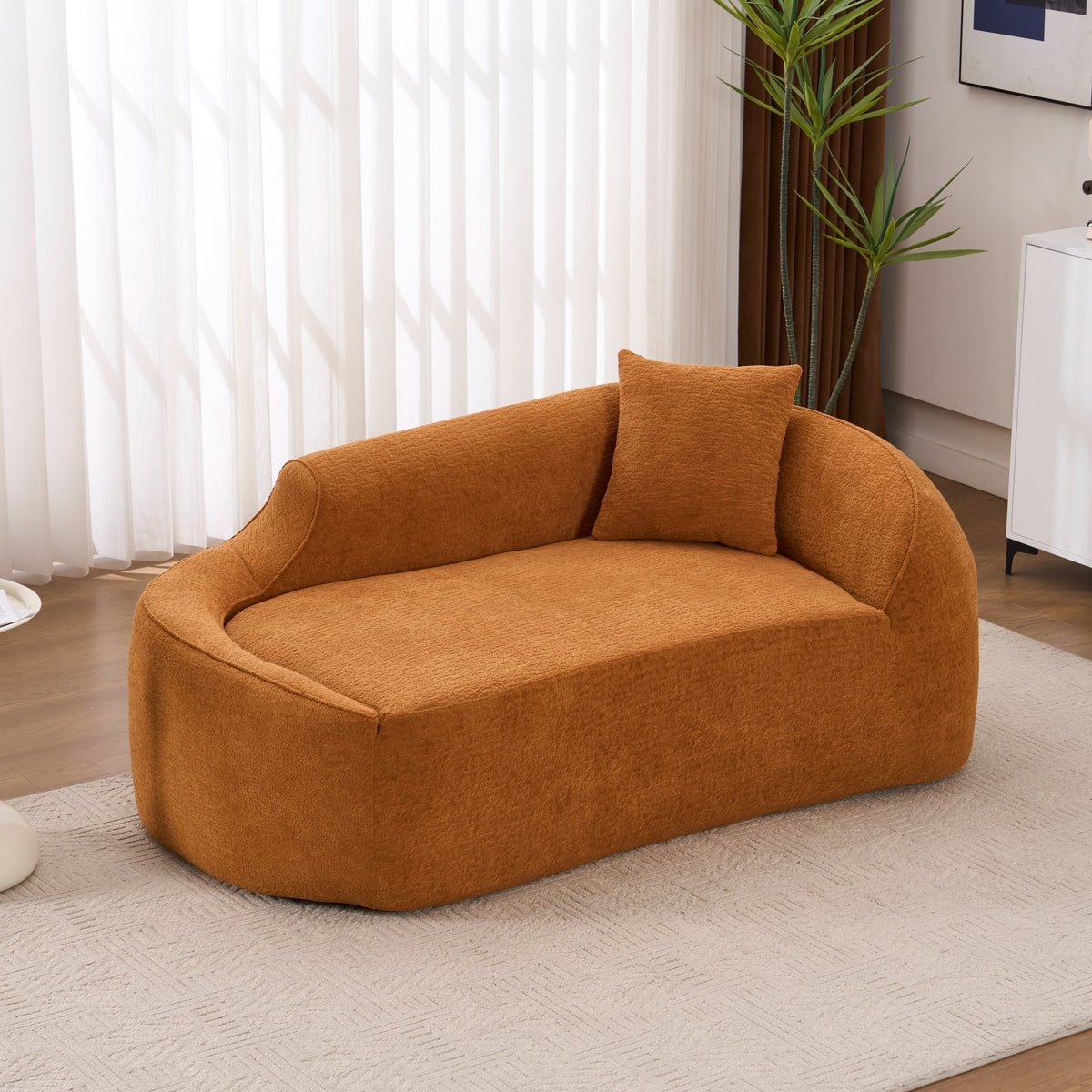 Chenille Boneless Loveseat — 2-Seat — Orange