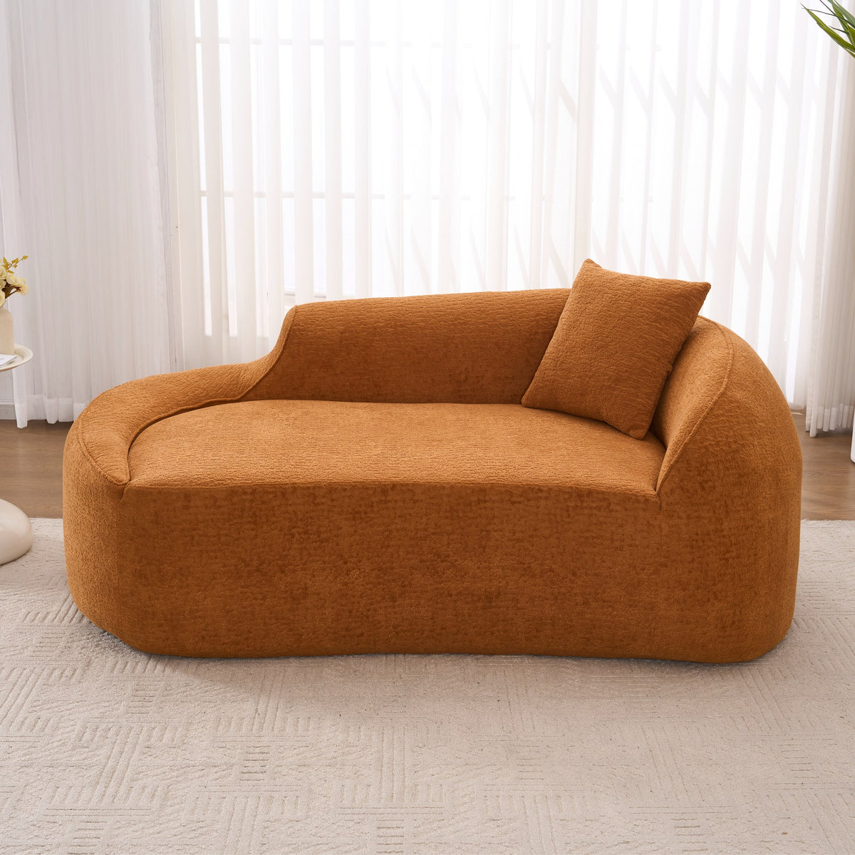 Chenille Boneless Loveseat — 2-Seat — Orange