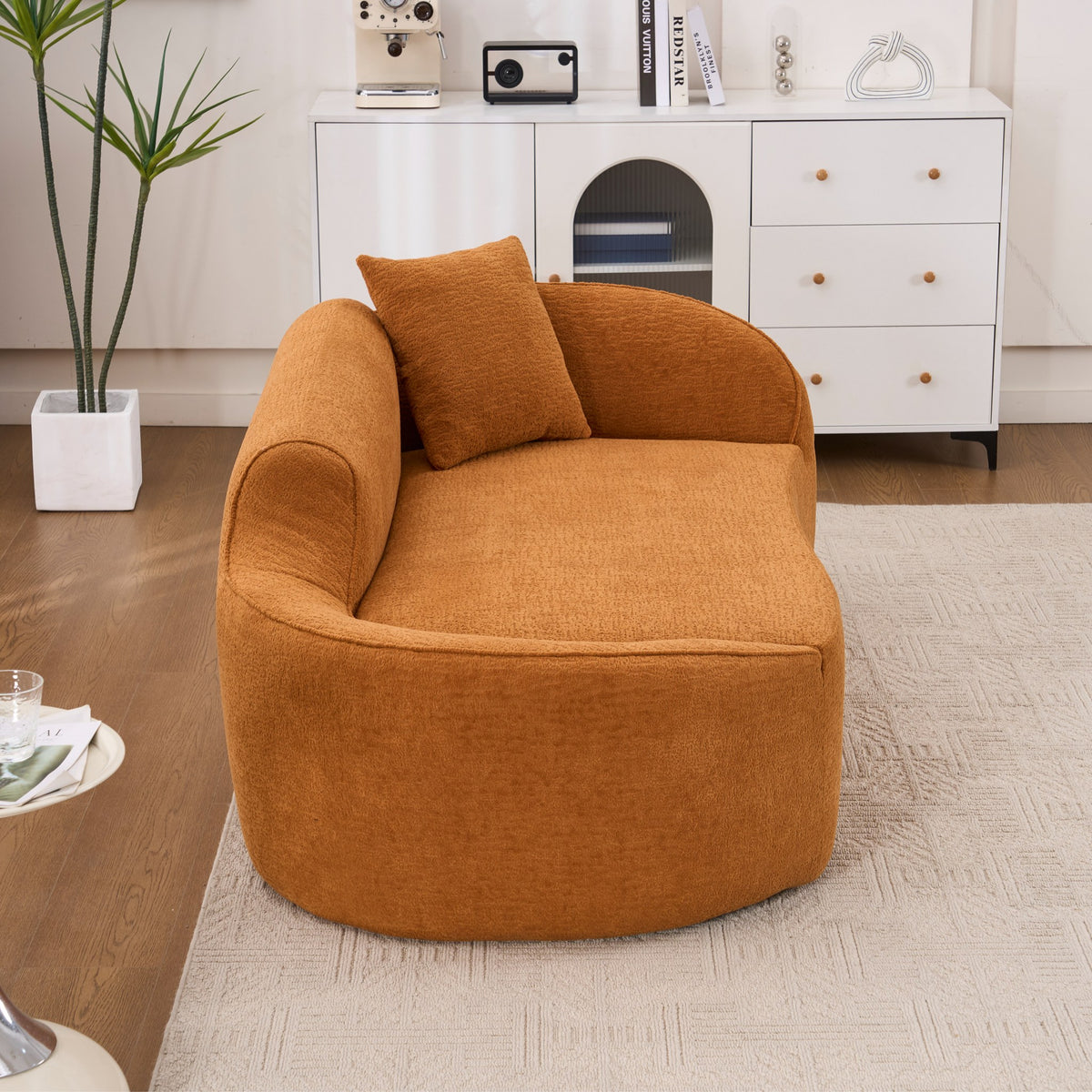 Chenille Boneless Loveseat — 2-Seat — Orange