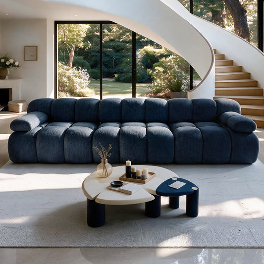 Chenille Boneless Sectional — 3/4/5/6-Seat — Dark Blue / 3-Seat