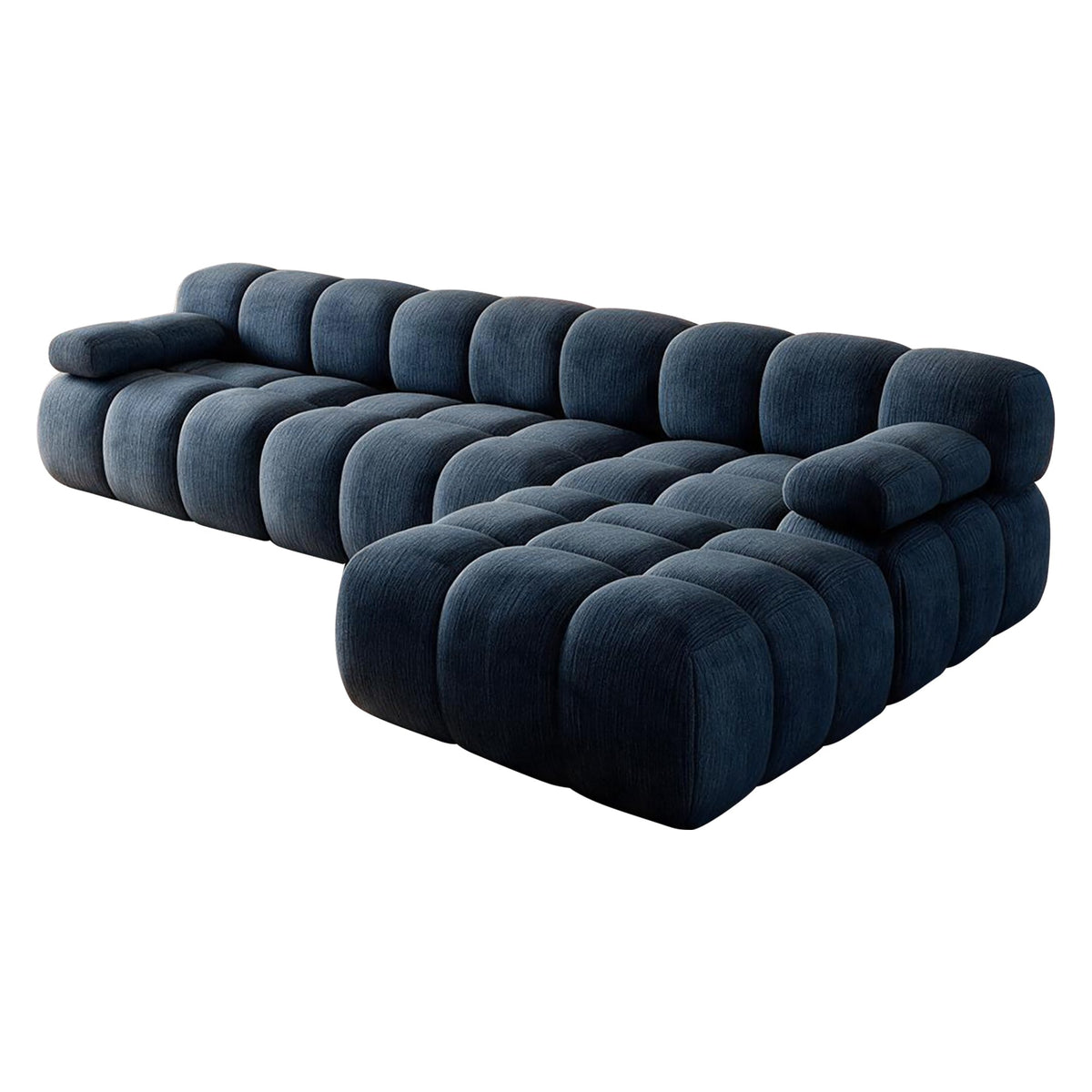 Chenille Boneless Sectional — 3/4/5/6-Seat — Dark Blue / 3-Seat + 1 Ottoman