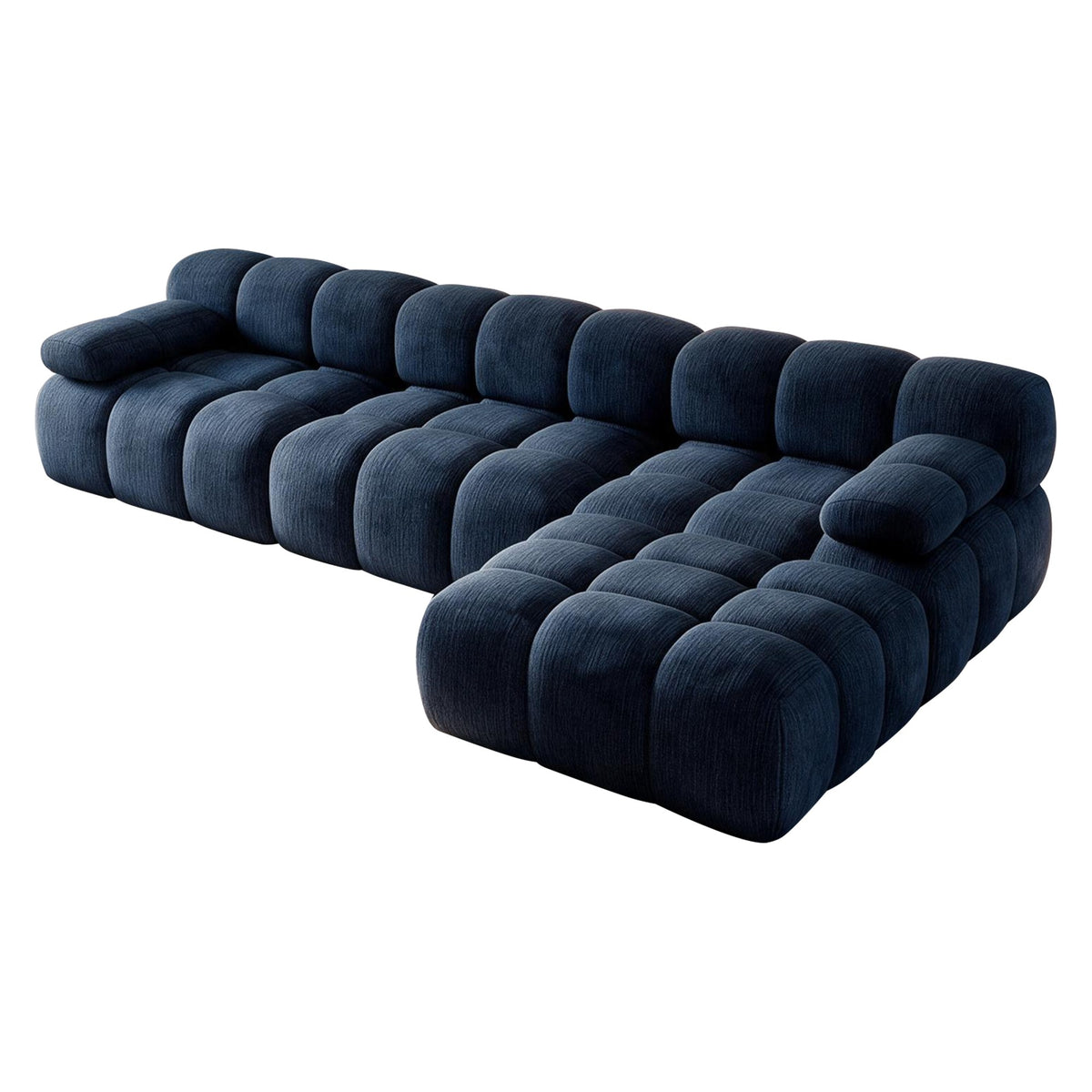 Chenille Boneless Sectional — 3/4/5/6-Seat — Dark Blue / 3-Seat + 1 Ottoman