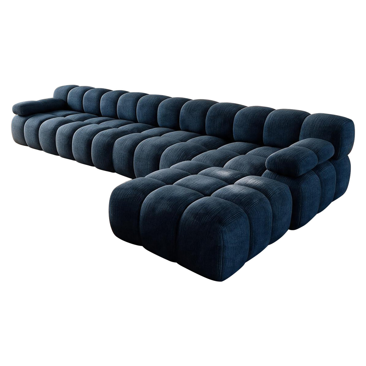 Chenille Boneless Sectional — 3/4/5/6-Seat — Dark Blue / 5-Seat