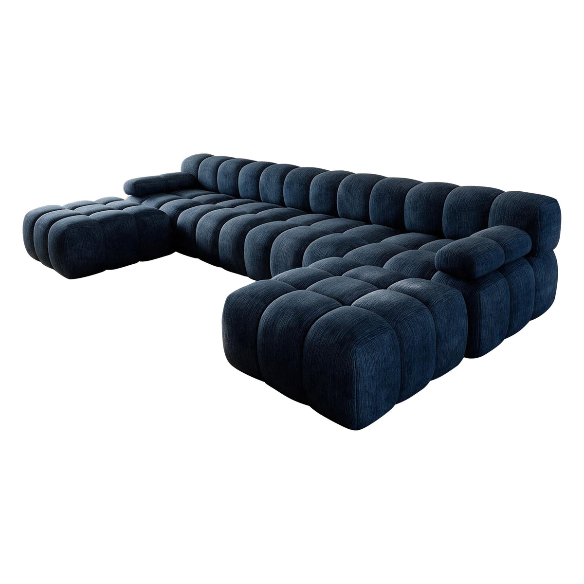 Chenille Boneless Sectional — 3/4/5/6-Seat — Dark Blue / 6-Seat