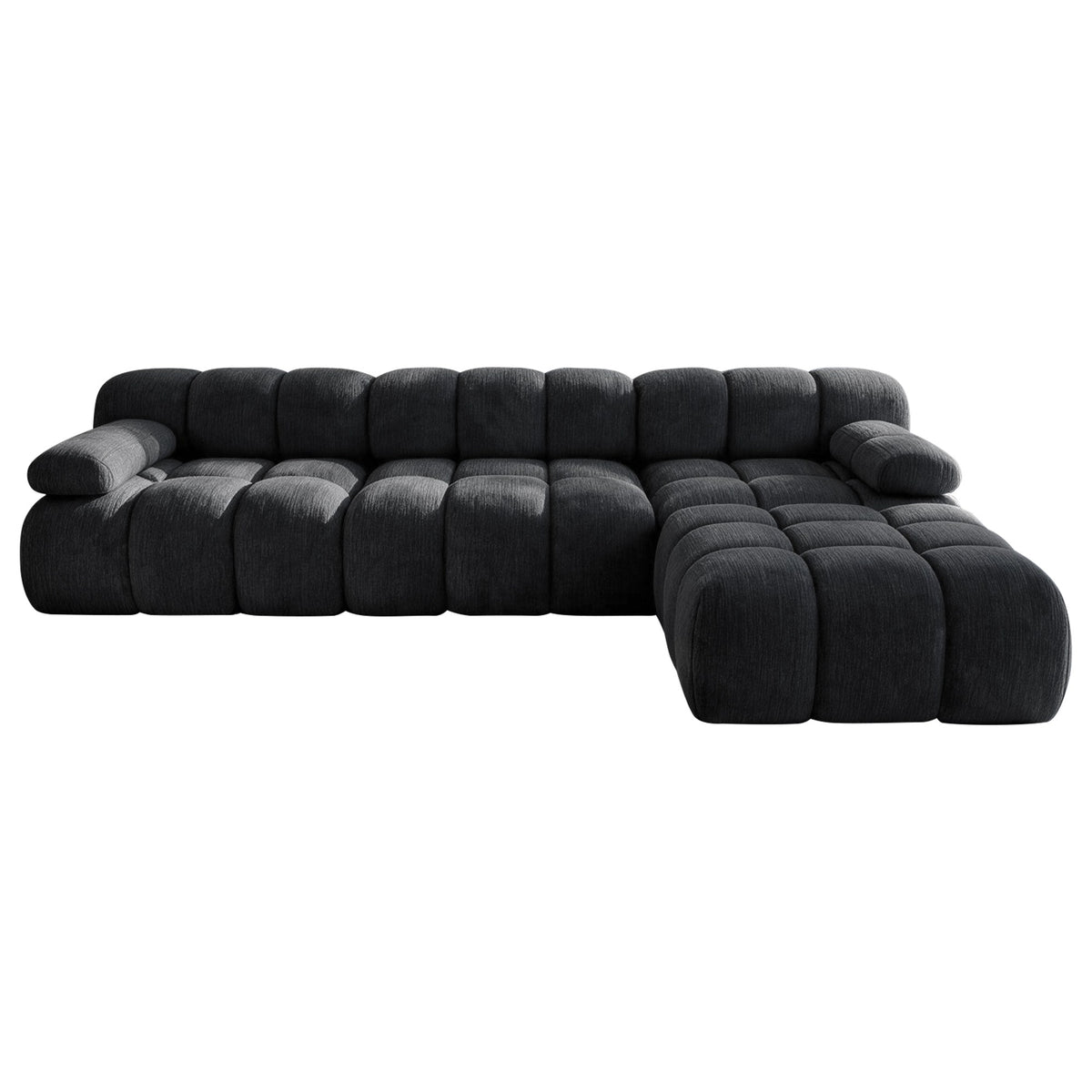 Chenille Boneless Sectional — 3/4/5/6-Seat — Dark Grey / 3-Seat + 1 Ottoman