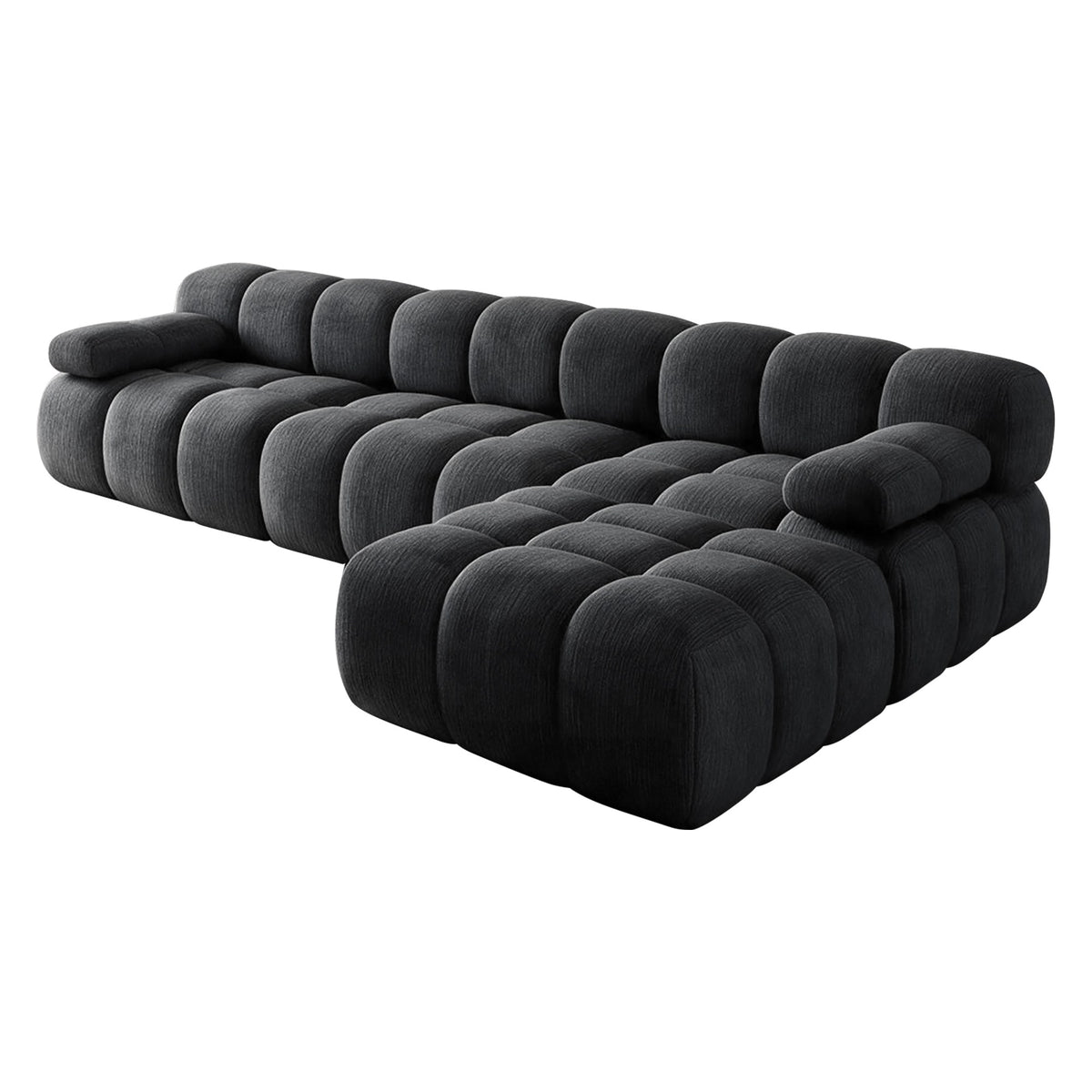 Chenille Boneless Sectional — 3/4/5/6-Seat — Dark Grey / 3-Seat + 1 Ottoman