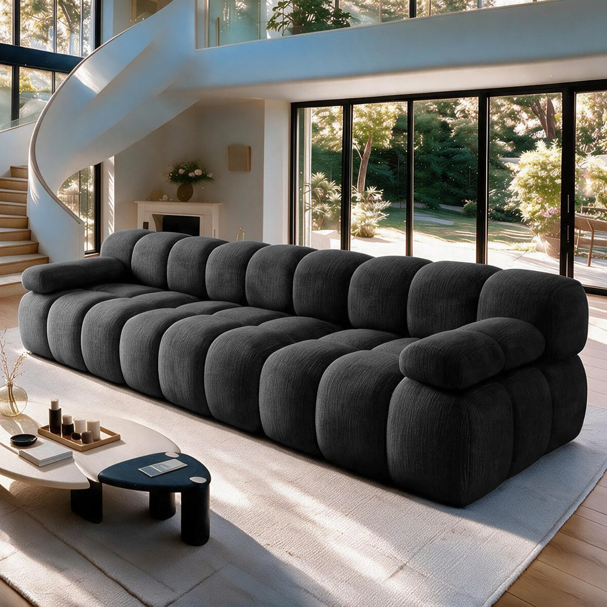 Chenille Boneless Sectional — 3/4/5/6-Seat — Dark Grey / 3-Seat