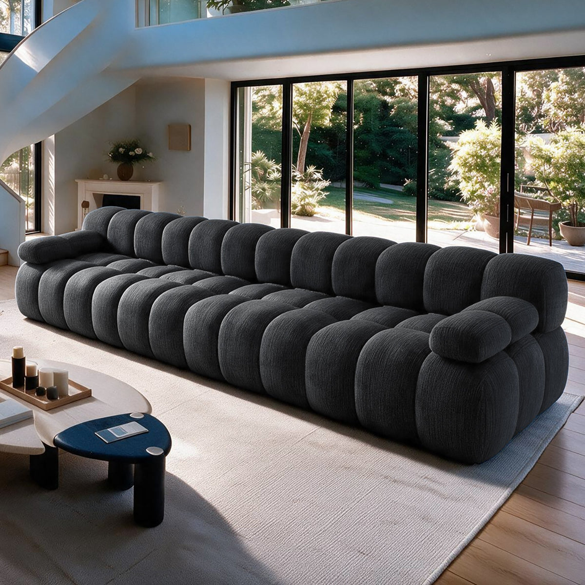 Chenille Boneless Sectional — 3/4/5/6-Seat — Dark Grey / 4-Seat