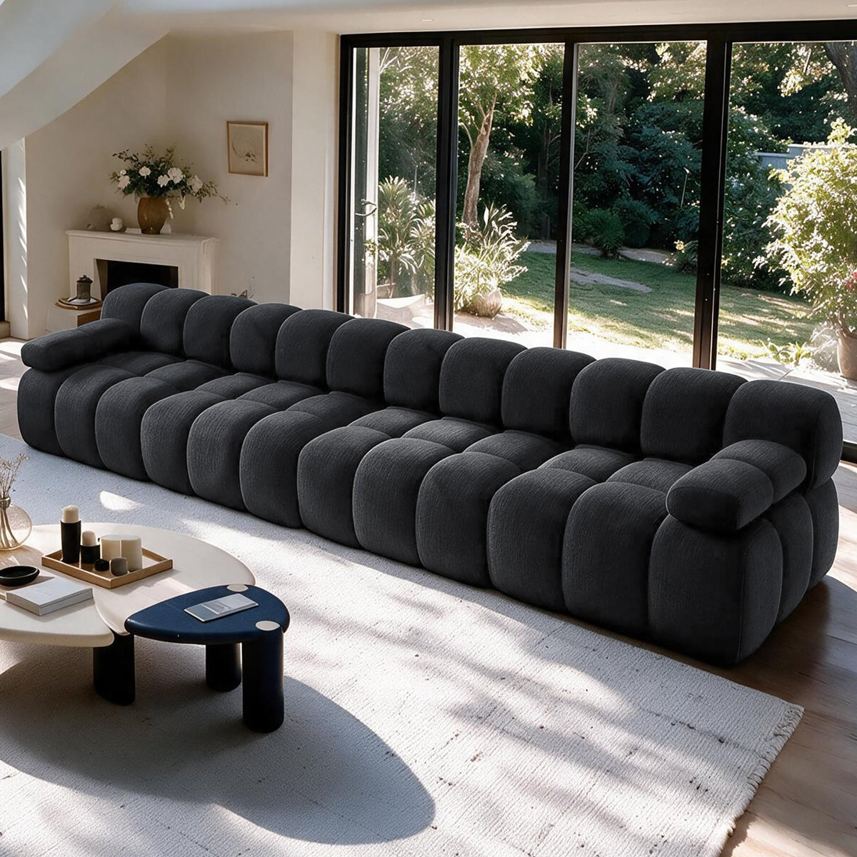 Chenille Boneless Sectional — 3/4/5/6-Seat — Dark Grey / 4-Seat