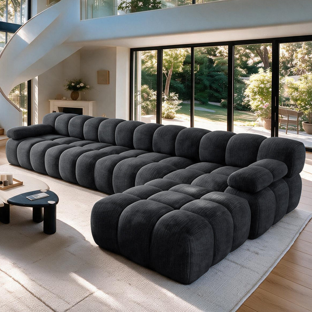 Chenille Boneless Sectional — 3/4/5/6-Seat — Dark Grey / 5-Seat