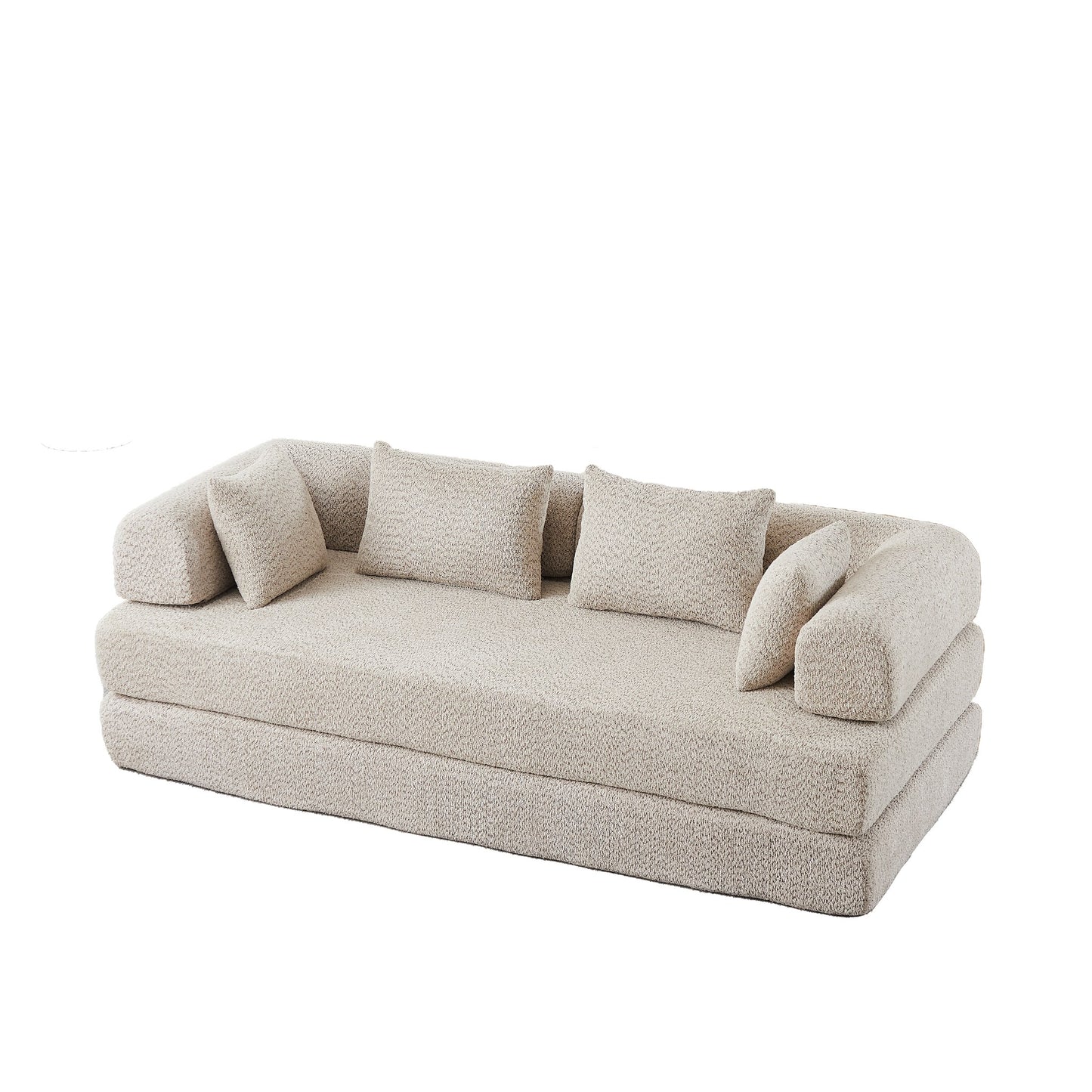 Khaki chenille compression sofa bed, 79-inch 2-seat, on a white background — Khaki