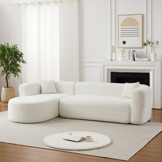 Chenille Spring-Core Boneless Couch — 3-Seat, 109"W — Beige